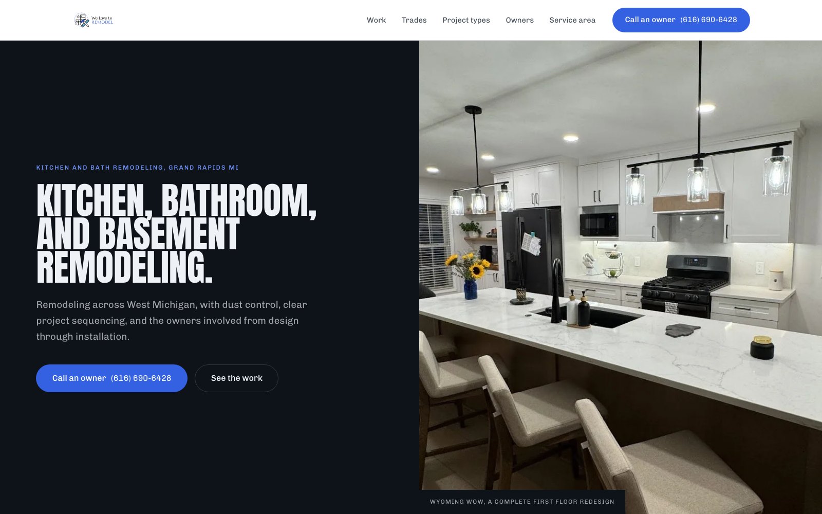 The new We Love to Remodel homepage concept